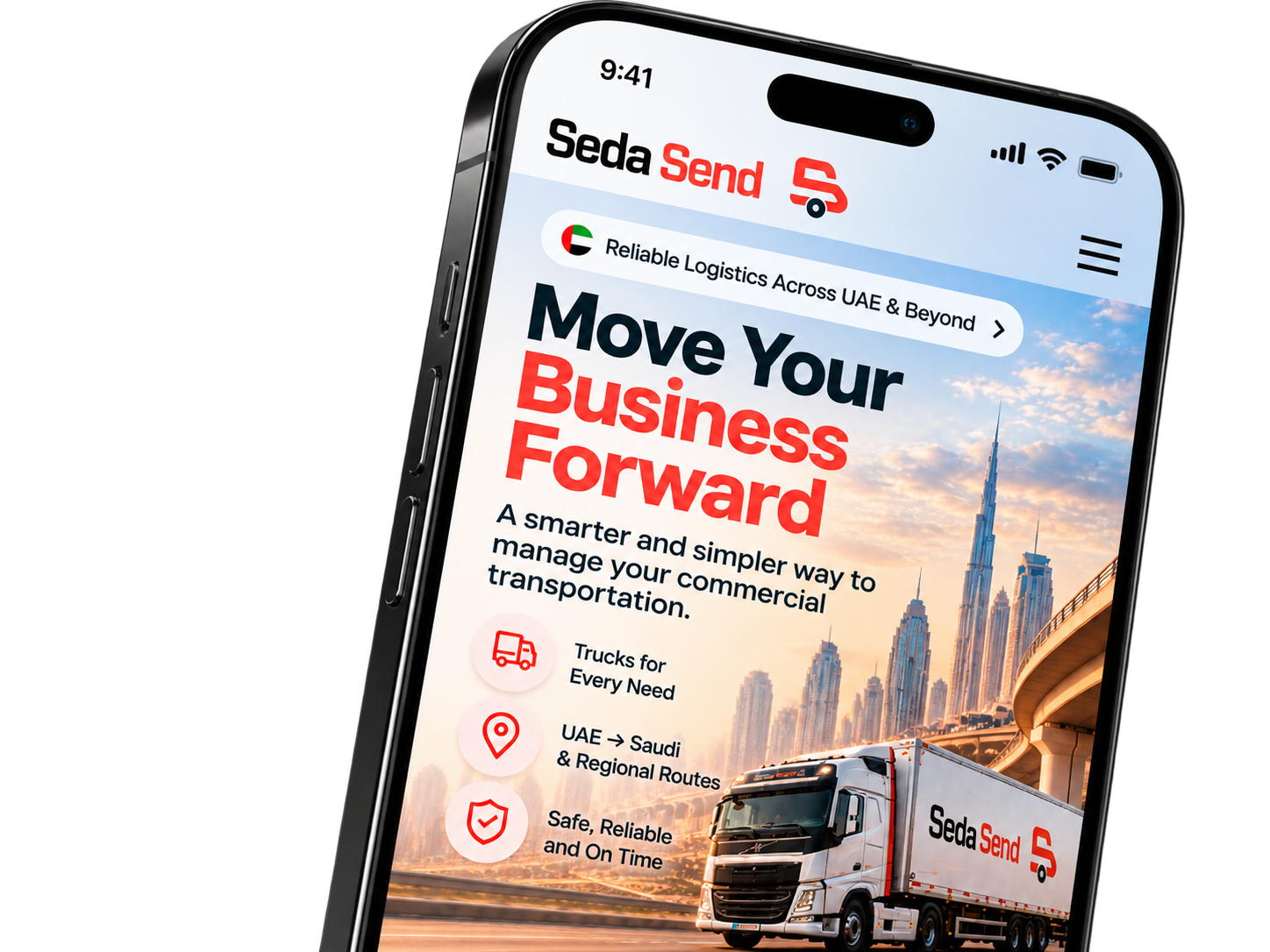 Seda Send mobile app displayed on a smartphone